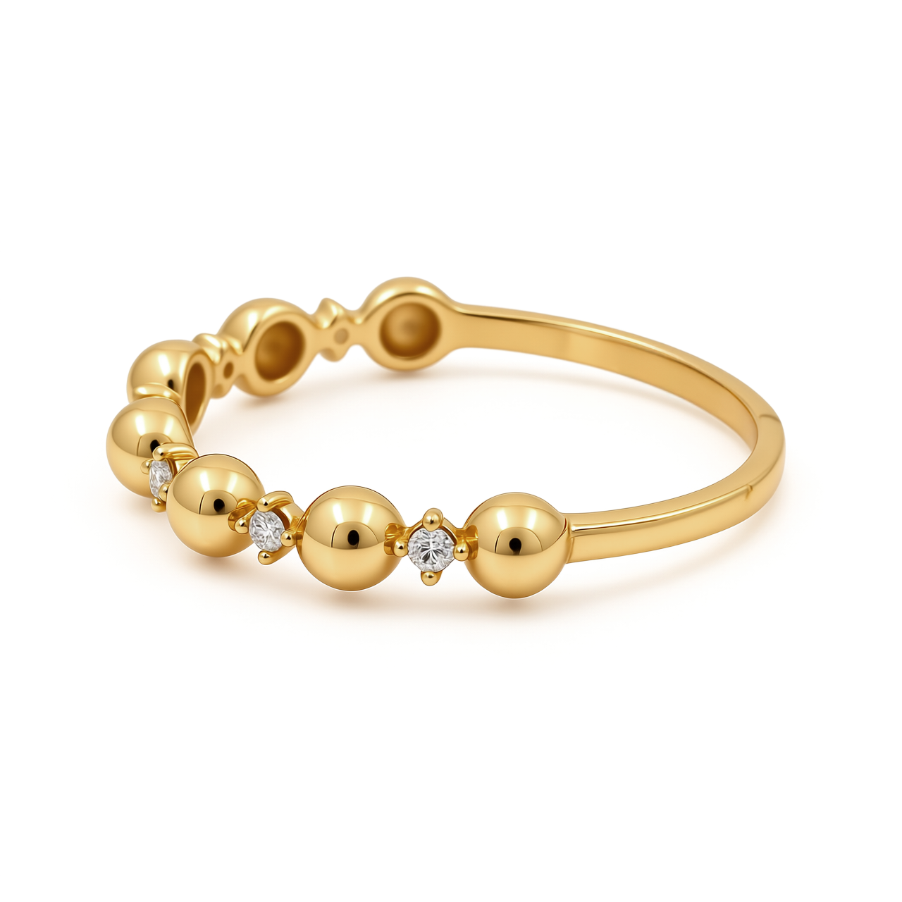14K Yellow Gold Fashion Balls Women's Ring with Cz / Size: 7.5 / Weight: 1.3 GR / CEEWR4BLL