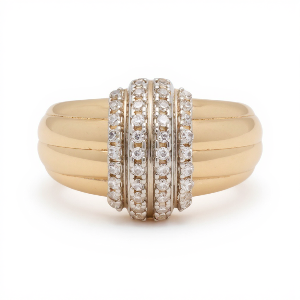 14K Yellow Gold Fashion Women's Ring with Cz / Size 7 / Weight: 3.5 GR / DOWR4FS-10