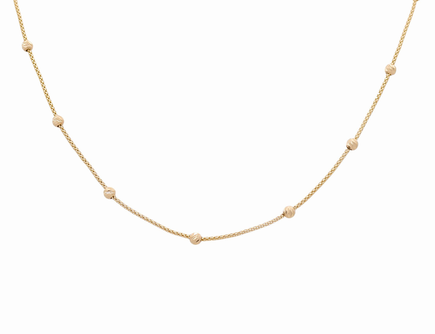 10K Yellow Gold Fashion Link Necklace with Diamond Cut Balls / Size: 18” / Weight: 3.8 GR / DQNK0BLL