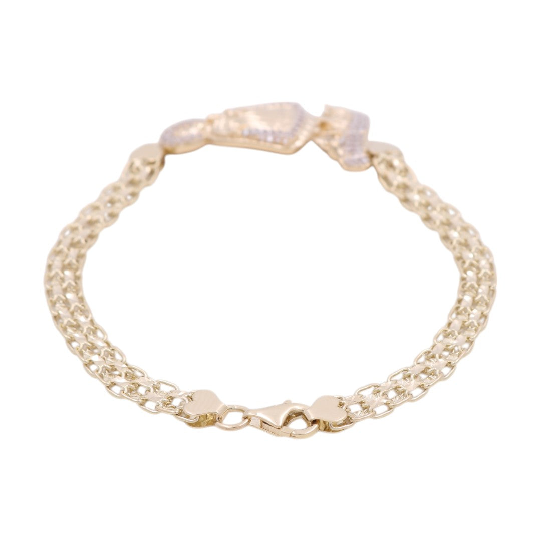 14K Yellow Gold Virgen de la Caridad Women's Bracelet / Stone: CZ / Size: 7.5” / Weight: 7.4GR / DPWB4VC