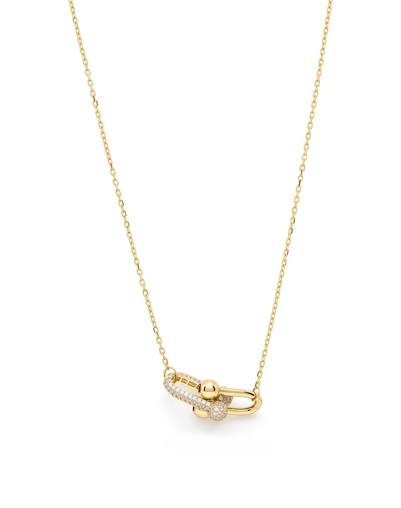 14K Yellow Gold Fashion TT Women's Necklace with Cz / Size: 18" / Weight: 4.9 GR / P10N-464