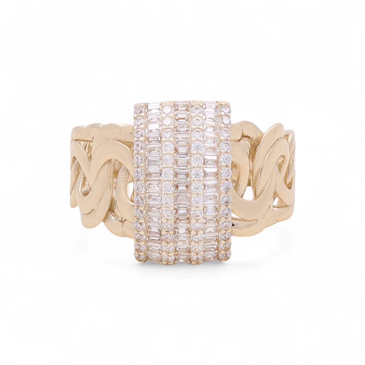 14K Yellow Gold Baguette Women's Ring with Cz / Size: 7.5 / Weight: 5.6 GR / DQWR4FS-19