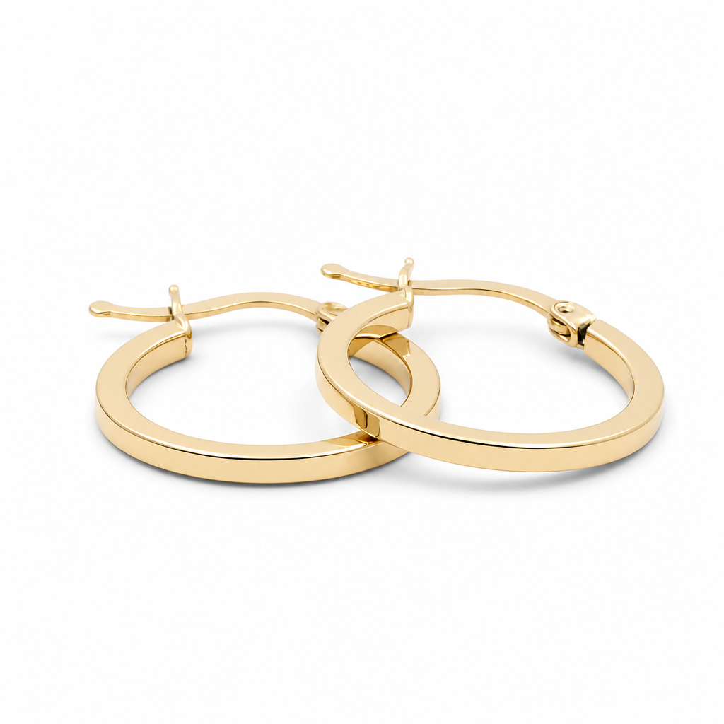 10K Yellow Gold Women's Plain Hoops Earring / Size: 1.5mmx14mm / Weight: 1.3 GR / DQEH0PL1.5x14