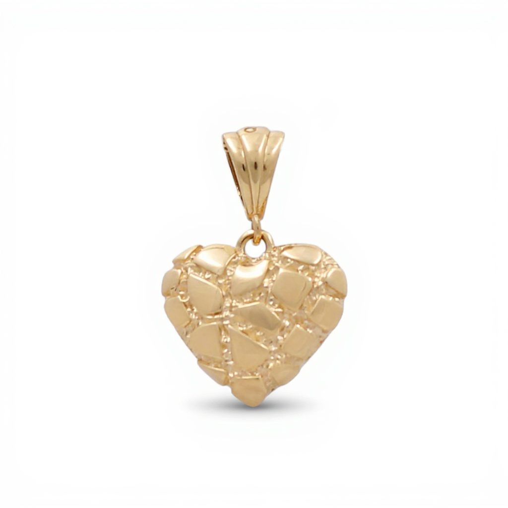 10K Yellow Gold Heart Pendant with Nugget Design / Weight: 1.5 GR / CQPD0HR-4