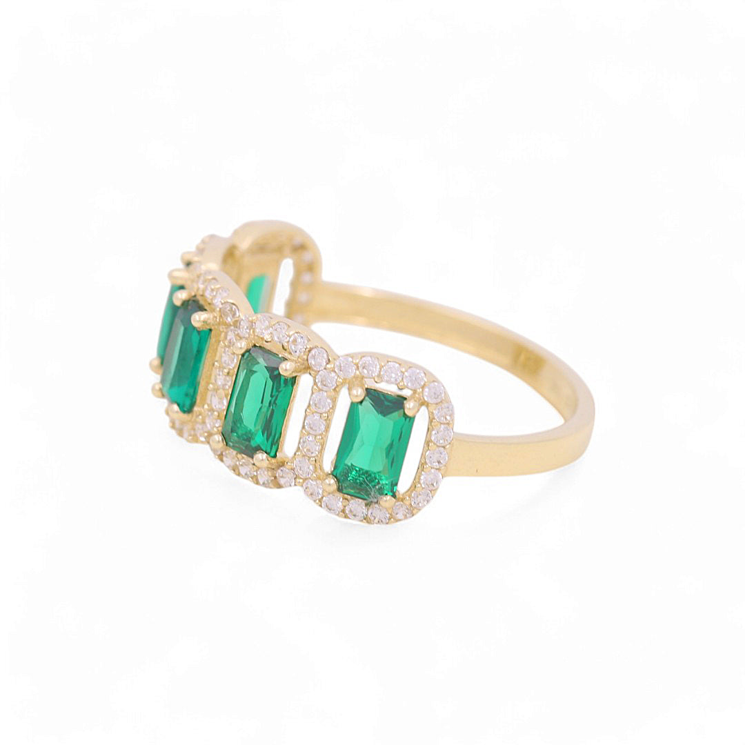 10K Yellow Gold Women's Fashion Ring with Green Cz / Size: 7 / Weight: 1.7 GR / P03R-3321