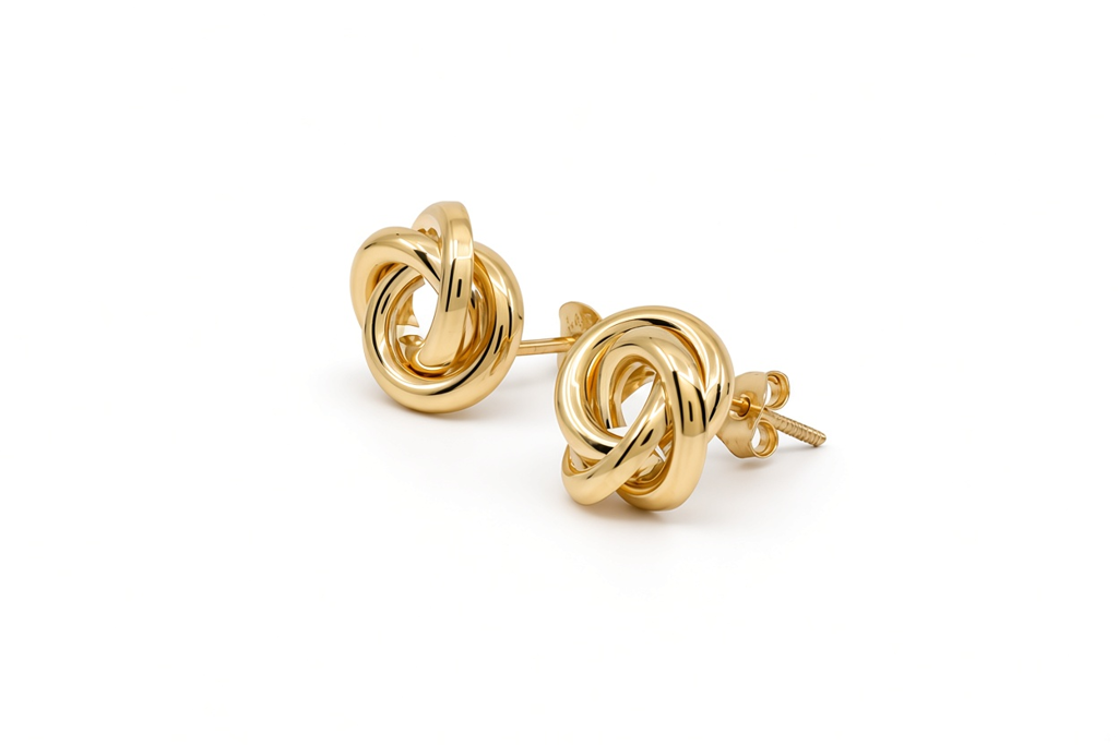 14K Yellow Gold Fashion Stud Earrings with Cz / 6-944901P