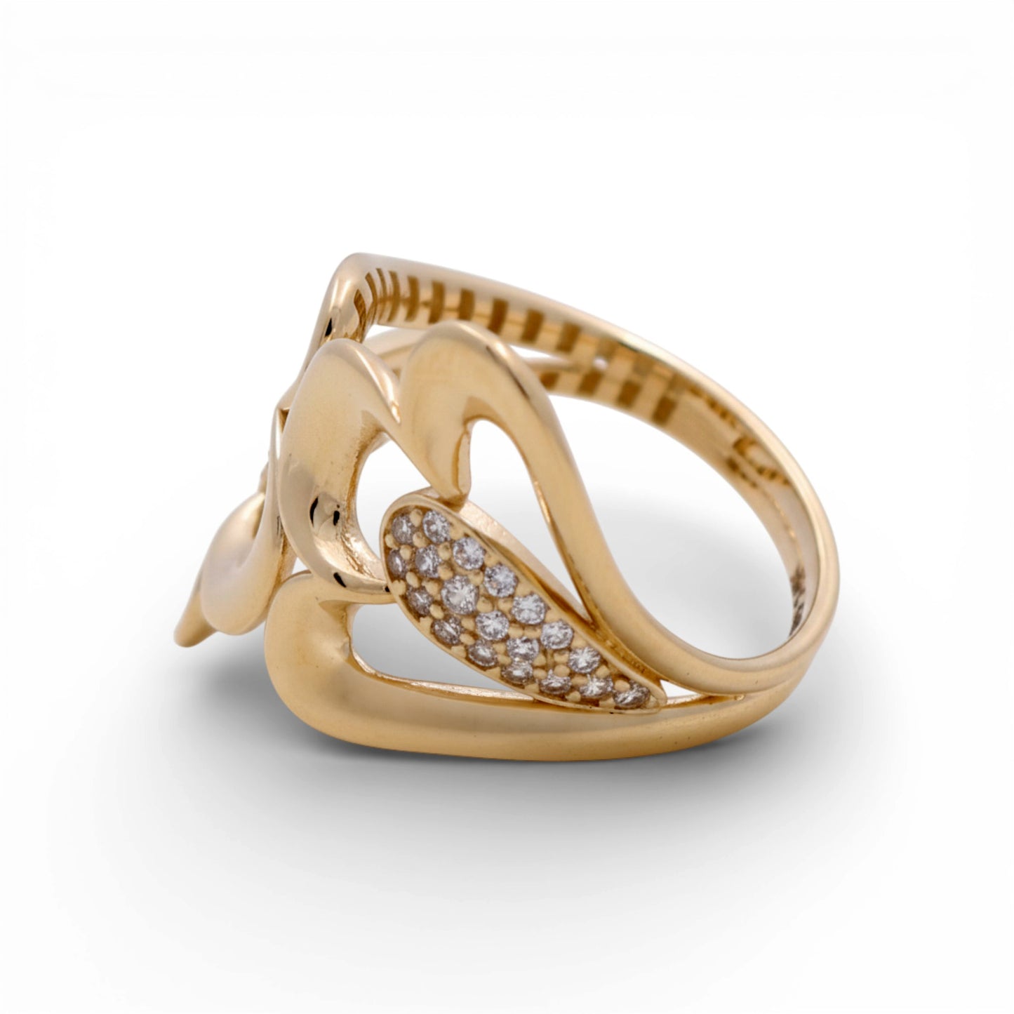 14K Yellow Gold Fashion Women's Ring with Cz / Size: 8 / Weight: 3.6 GR / Y25-287
