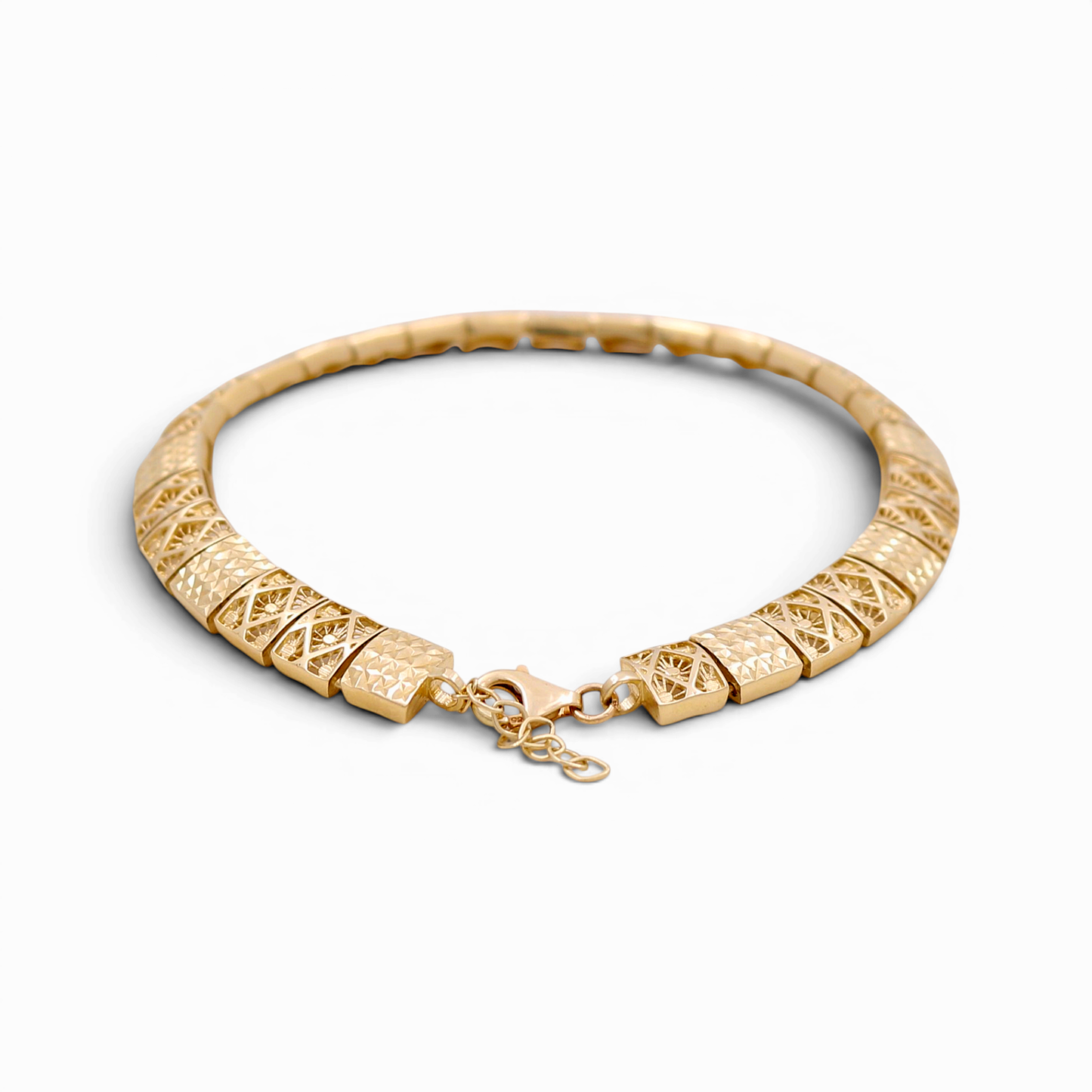 14K Yellow Gold Semisolid Diamond Cut Women's Bracelet/ Size: 7" / Weight: 10.2 GR / ISWB4DC