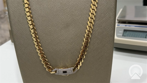 14K Yellow Gold Monaco Edge Chain / Stone: Cz / Size: 9mm 24" / Weight: 31gr / 301-61095-9mm.24"