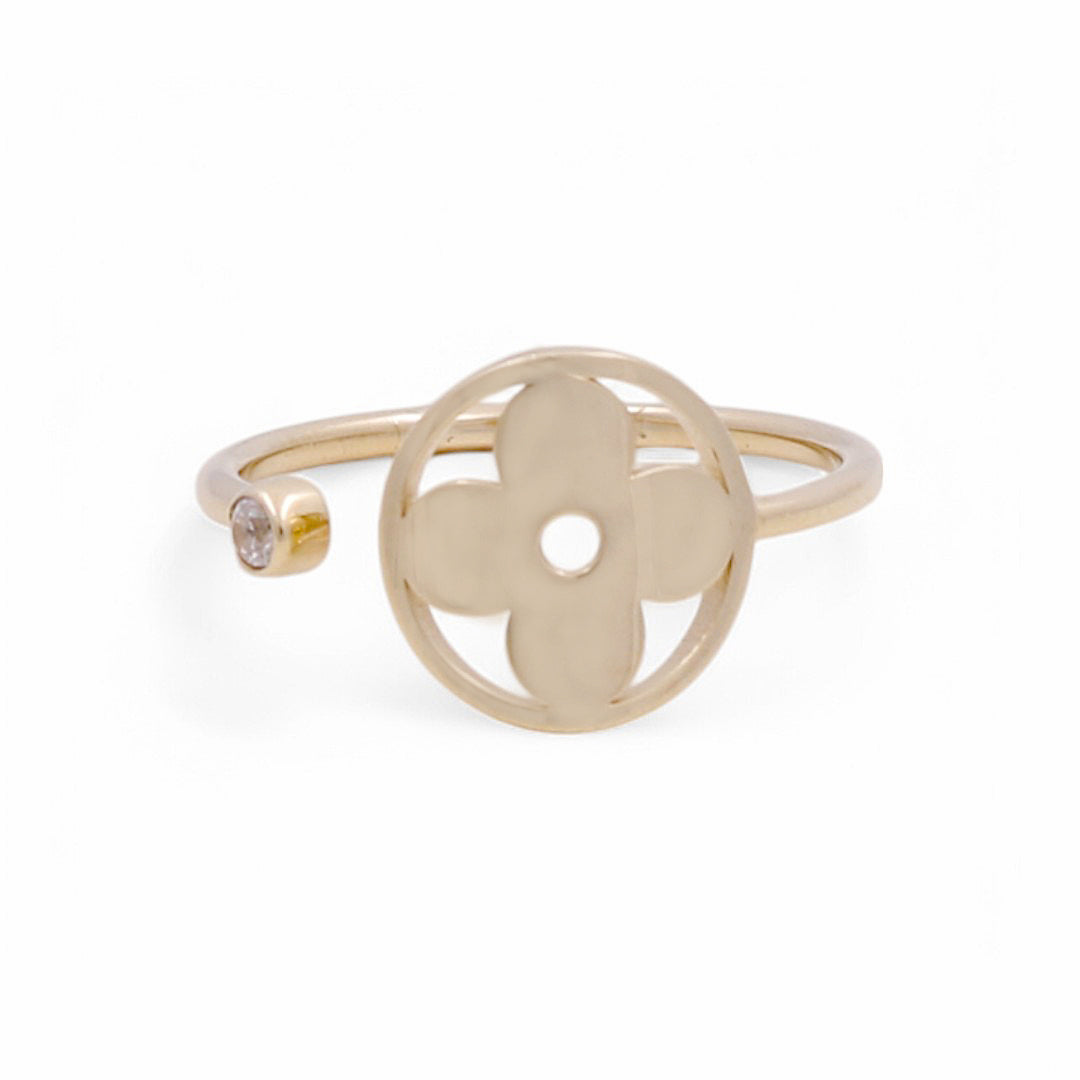14K Yellow Gold Fashion LV Women's Ring with CZ / Size: 7 / Weight: 1.7 GR / DPWR4FSLV