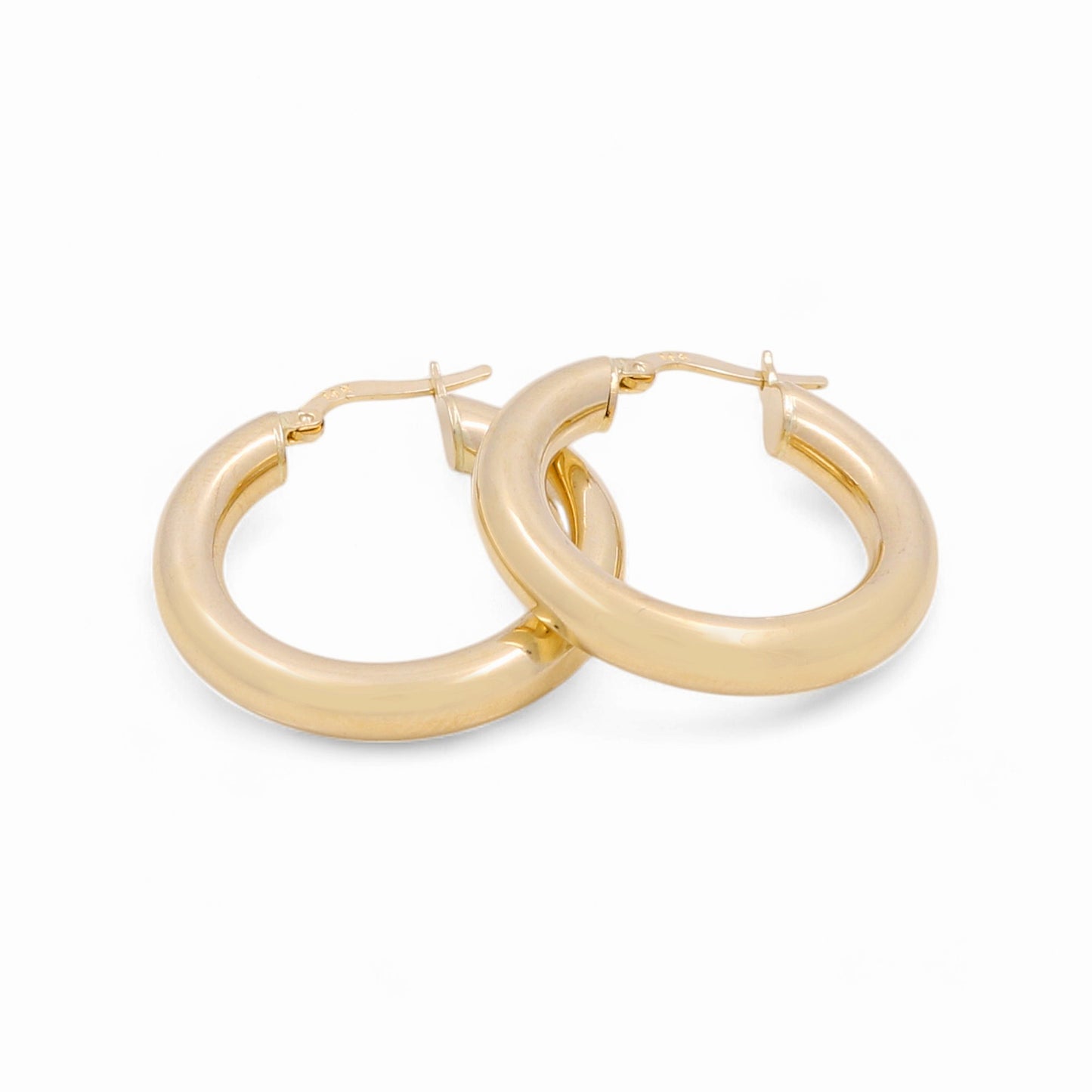 14K Yellow Gold Plane Hoops Earrings / Size: 5mm X 21mm / Weight: 4 GR / KOEH4PL5x21