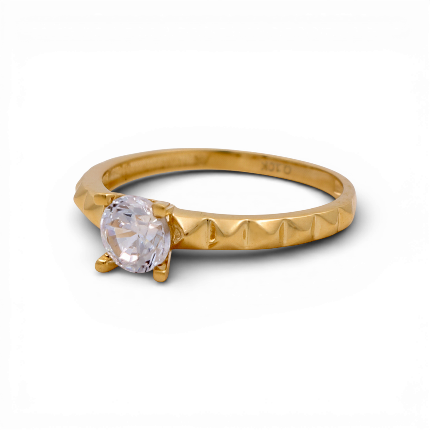 10K Yellow Gold Women's Engagement Ring / Stone: Cz / Size: 8.5 / Weight: 1.6 GR / CQWR0ER-2