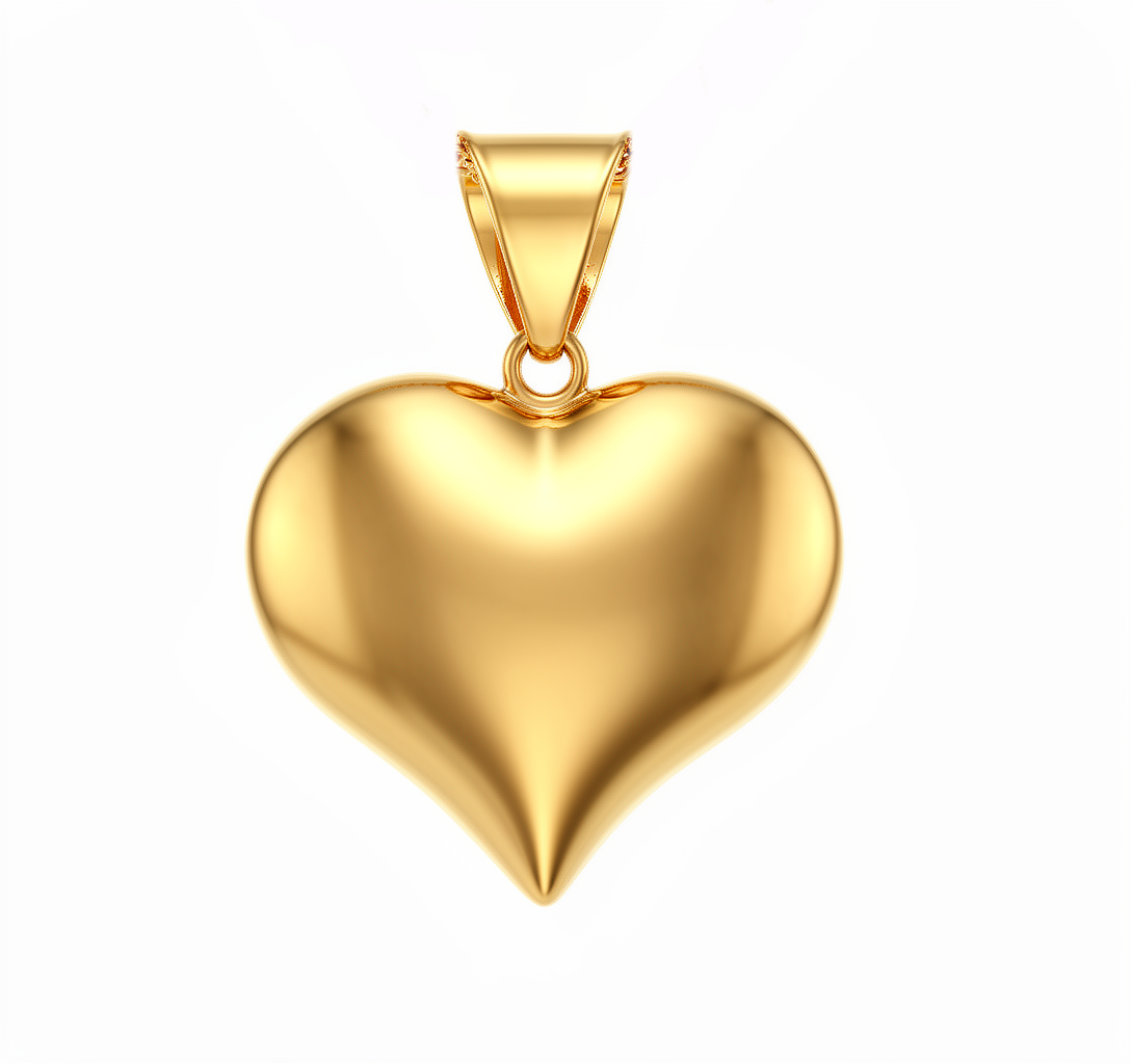 10K Yellow Gold Plain Heart Pendant / Size: 15MM / Weight: 1.1 GR / DQPD0HR-4