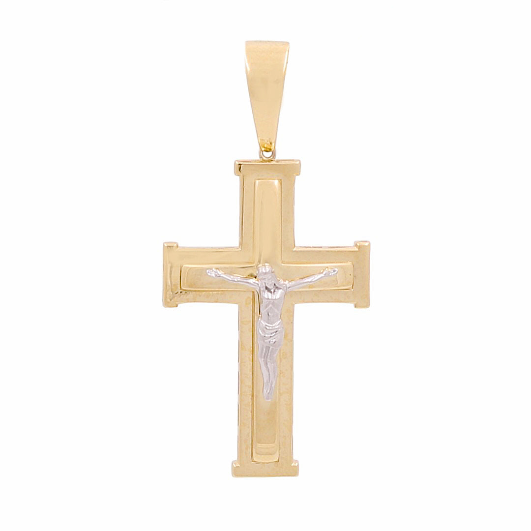 14K Yellow and White Gold Cross with Christ Pendant / Weight: 5.3 GR / 774-00135