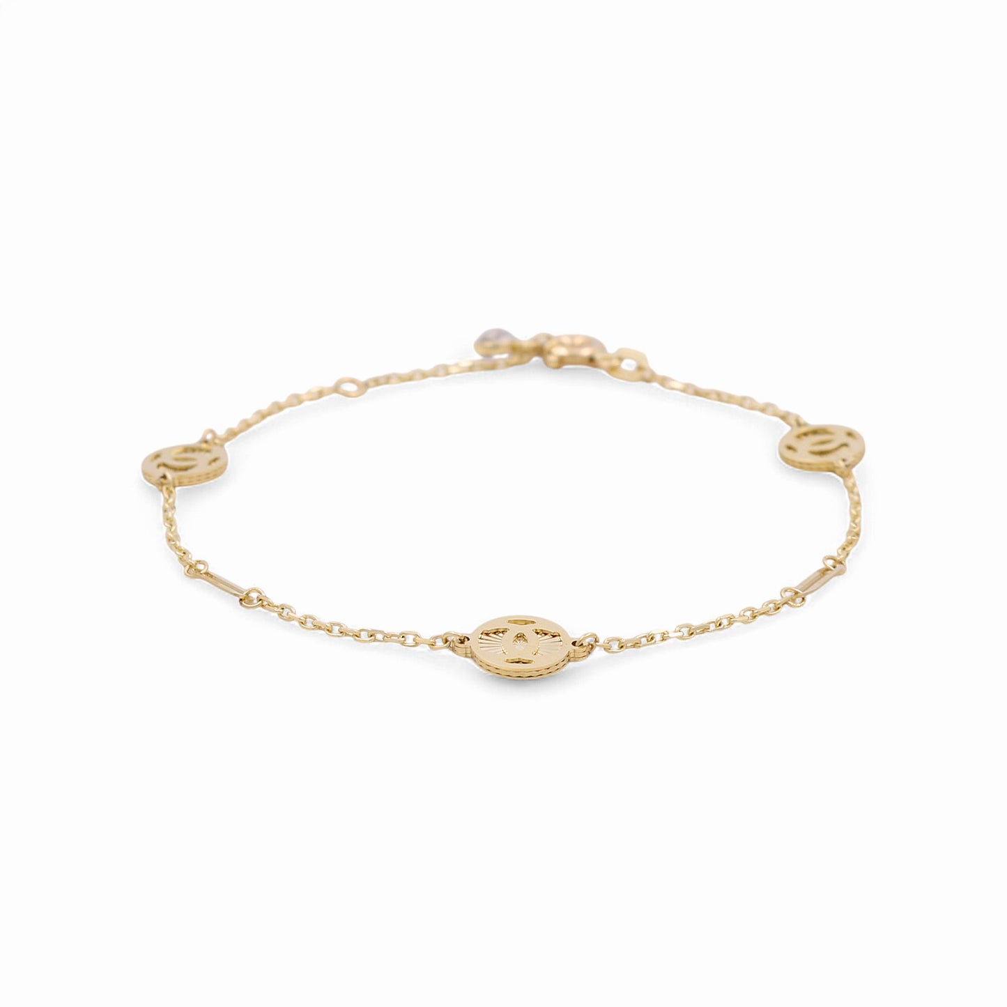 14K Yellow Gold Fashion CC Women's Bracelet / Size: 7” / Weight: 3.1 GR / DPWB4CC-1