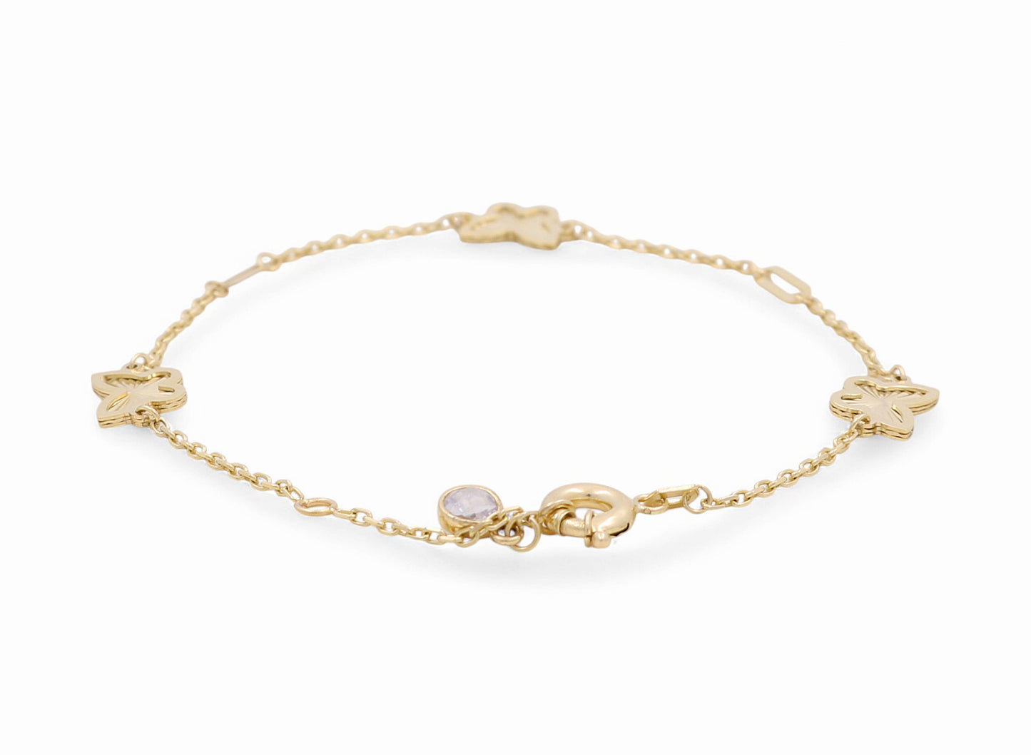14K Yellow Gold Women's Bracelet with Butterfly / Size: 7” / Weight: 2.7 GR / DPWB4BF-1
