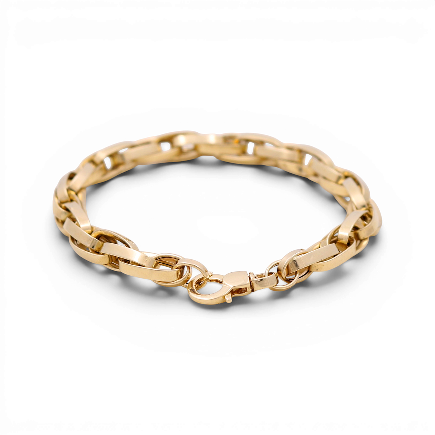 14K Yellow Gold Semisolid Fashion Women's Bracelet/ Size: 7" / Weight: 6.3 GR / ISWB4FS-31