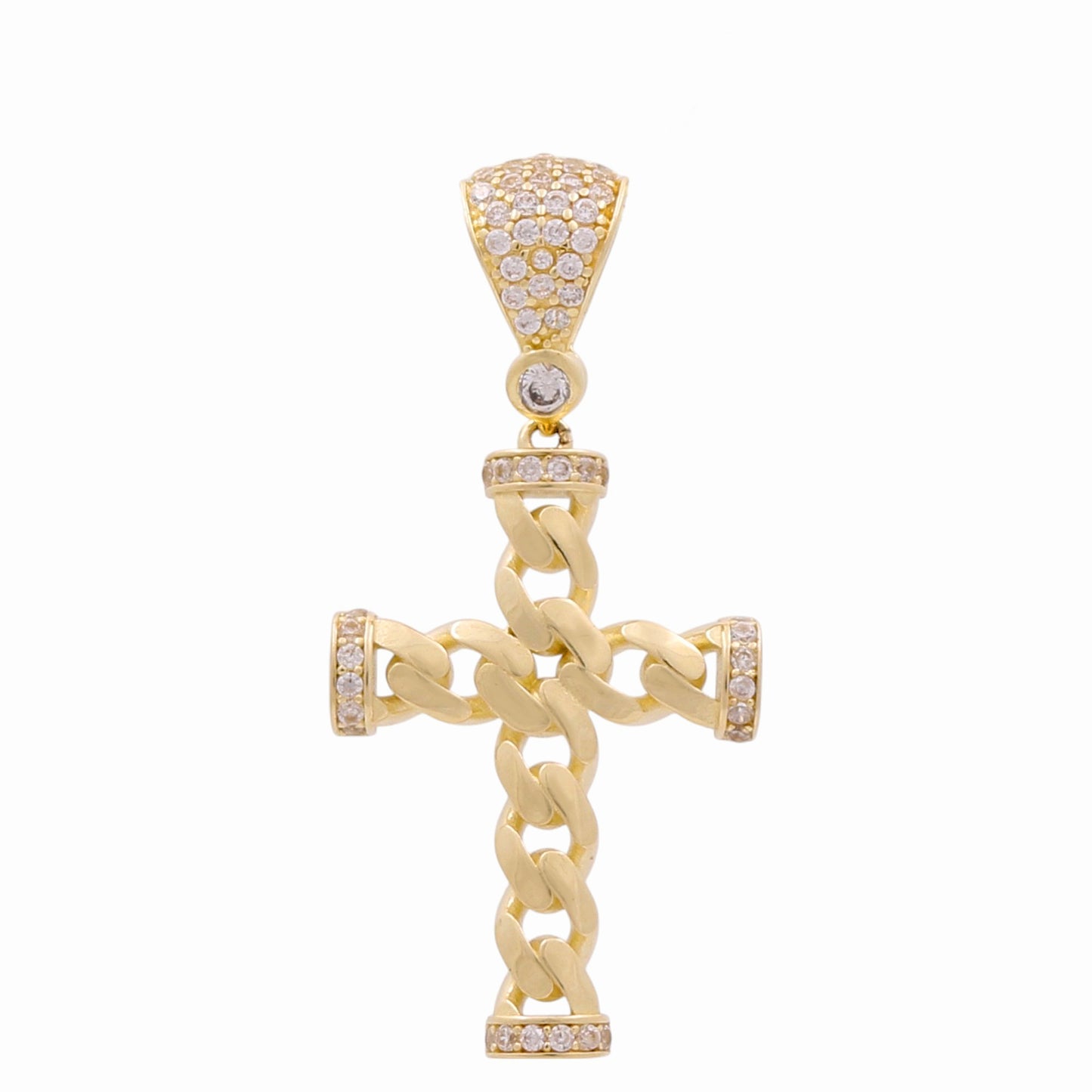 10K Yellow Gold Fashion Cross with White Cz / Weight: 3.8 GR / COPD0CS