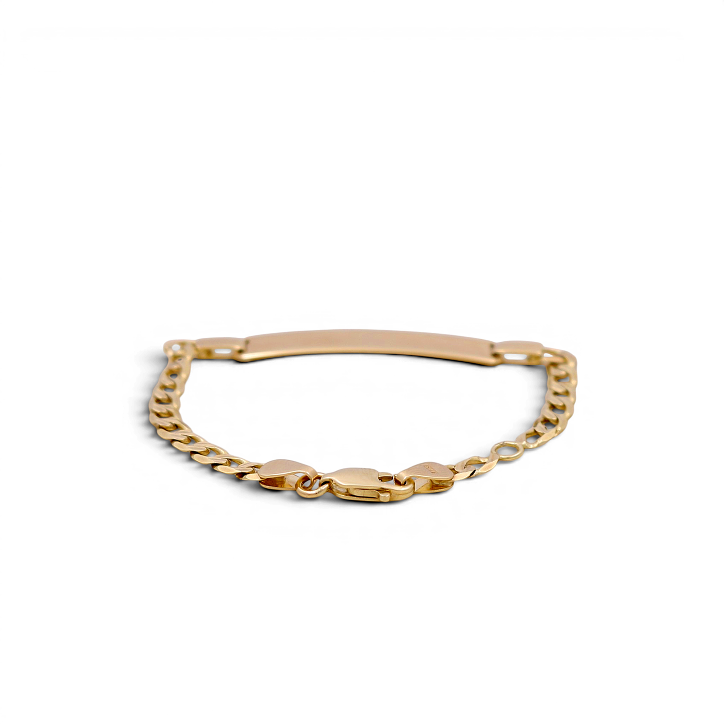 14k Yellow Gold BB Bracelet Flat Curb DC/ Size 3.5mm x 5"/ Weight 3.9 GR / ISBB4-1