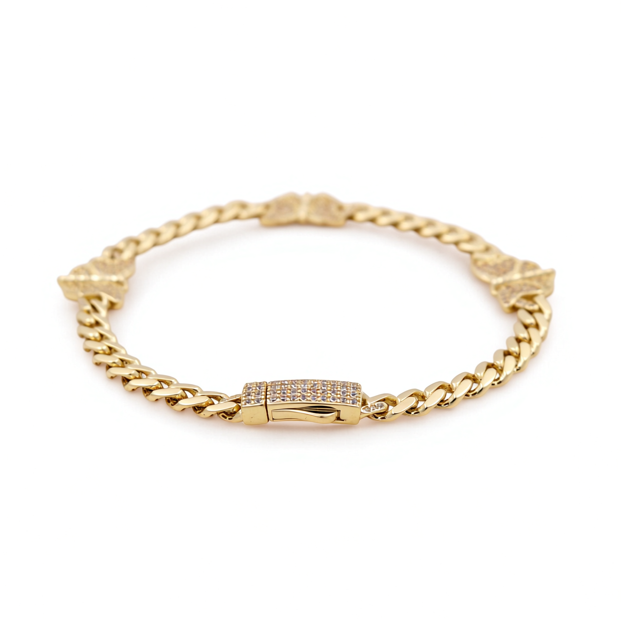 10K Yellow Gold Monaco Women's Bracelet with Butterflies and Cz / Size: 7.5” / Weight: 8.2 GR / P18S-3