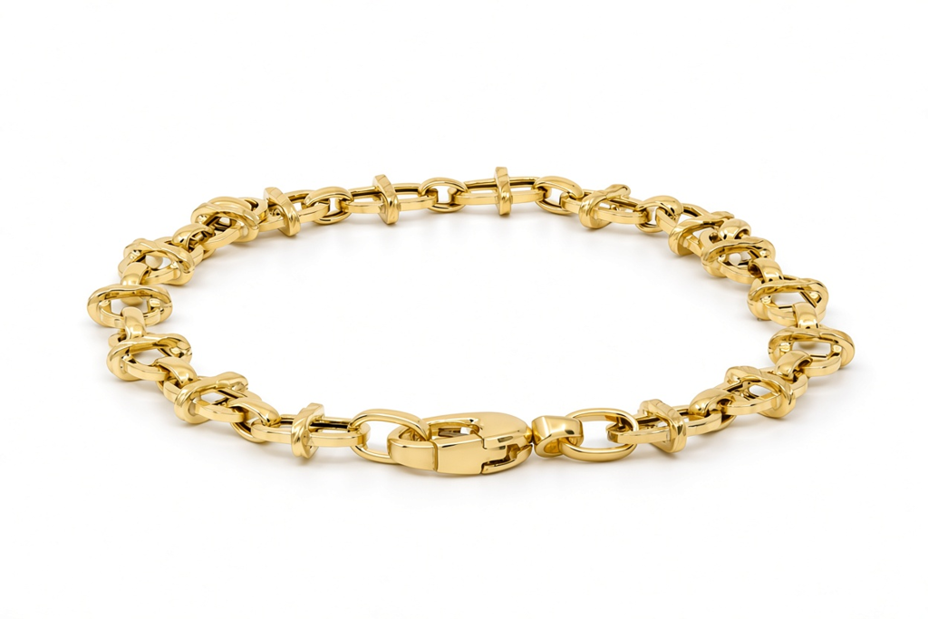 10K Yellow Gold Semisolid Italian Link Bracelet / Size: 7.5" / Weight: 3.7 GR / 110MR741RBR