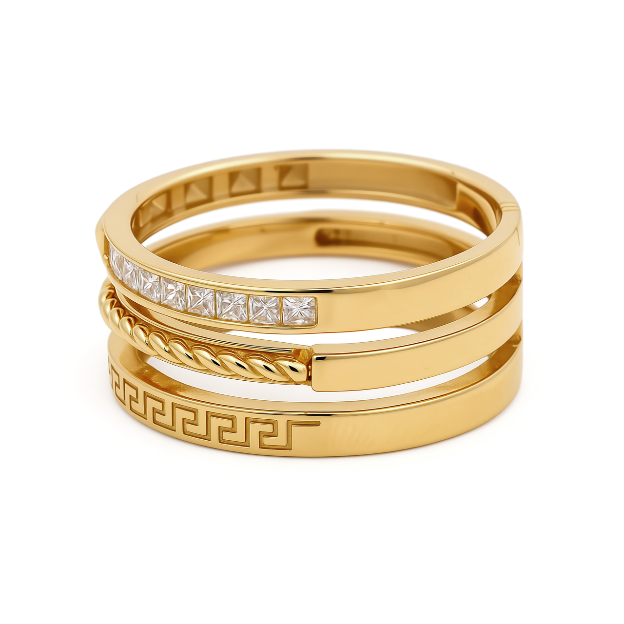 14K Yellow Gold Fashion Women's Ring with Cz / Size: 7 / Weight: 5.3 GR / CEEWR4FS-6