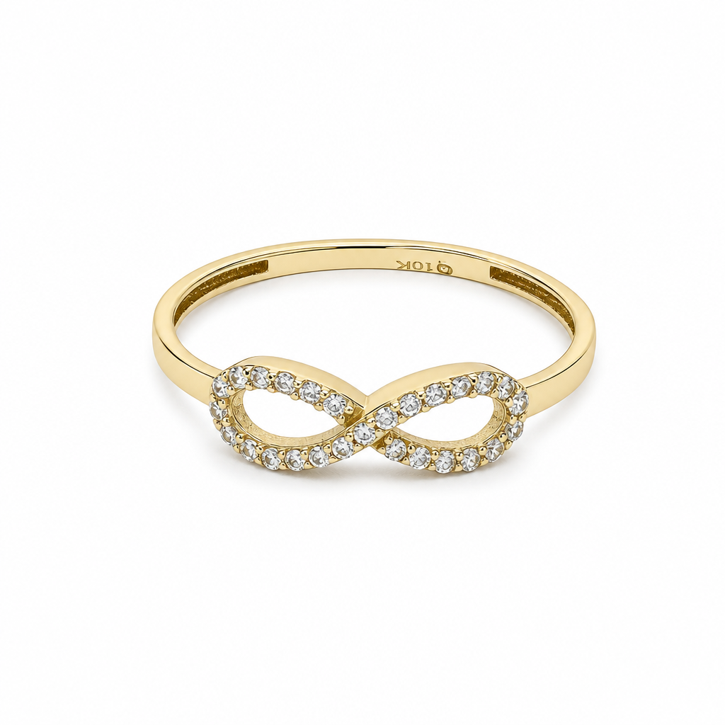 10K Yellow Gold Infinity Women's Ring / Size: 8 / Stone: CZ / Weight: 1.1 GR / DQWR0IF-9