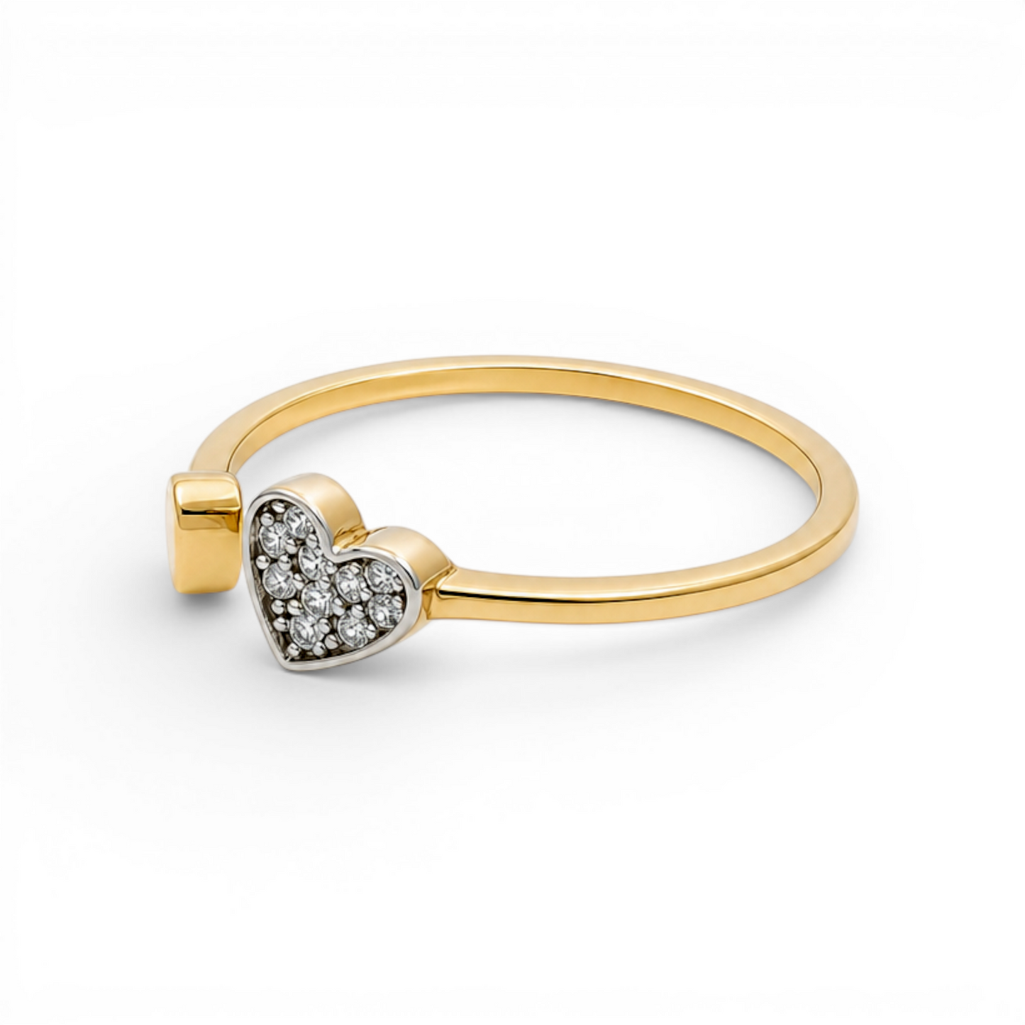 14K Yellow Gold Fashion Heart Women's Rings with Cz / Size: 7.5 / Weight: 1.2 GR / 401-01226