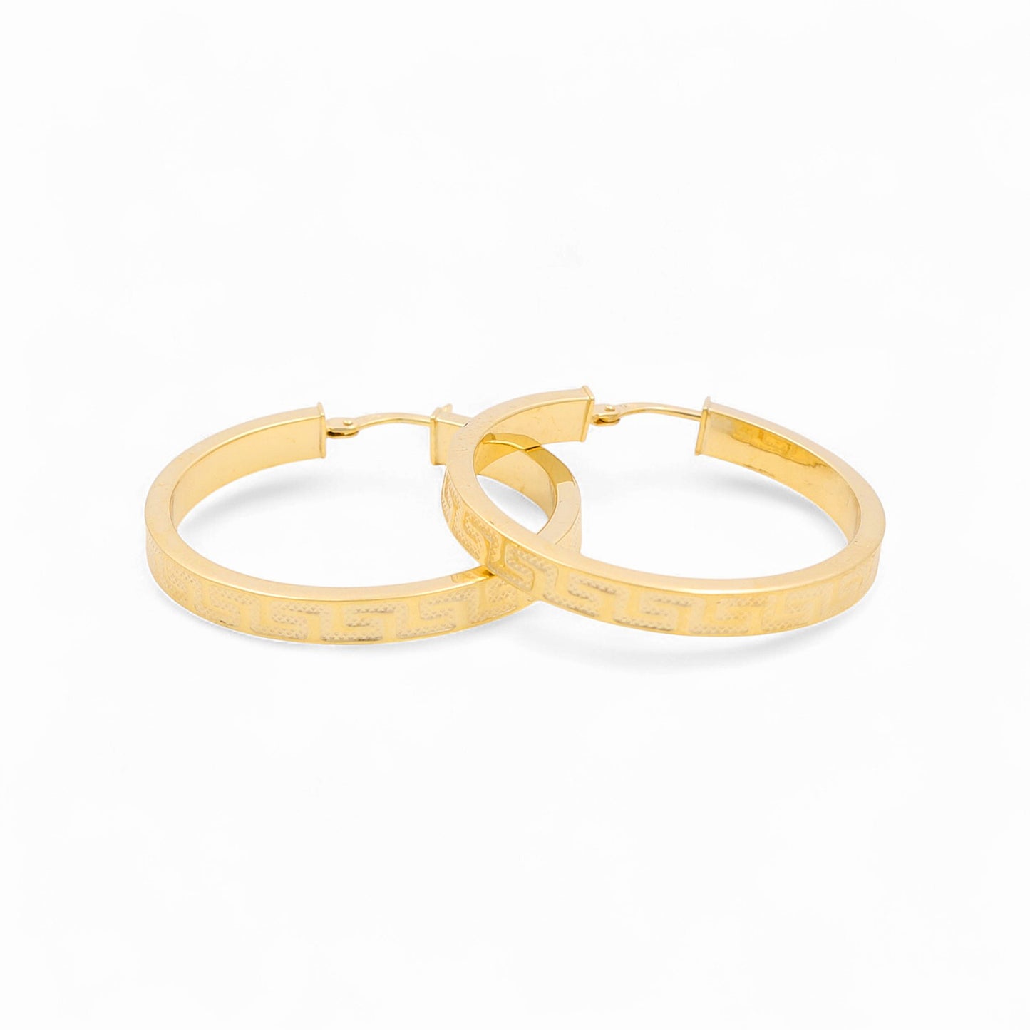 14K Yellow Gold Women's Greek Hoops Earrings / Size: 4mmx30mm / Weight: 3.3 GR / 240-00736