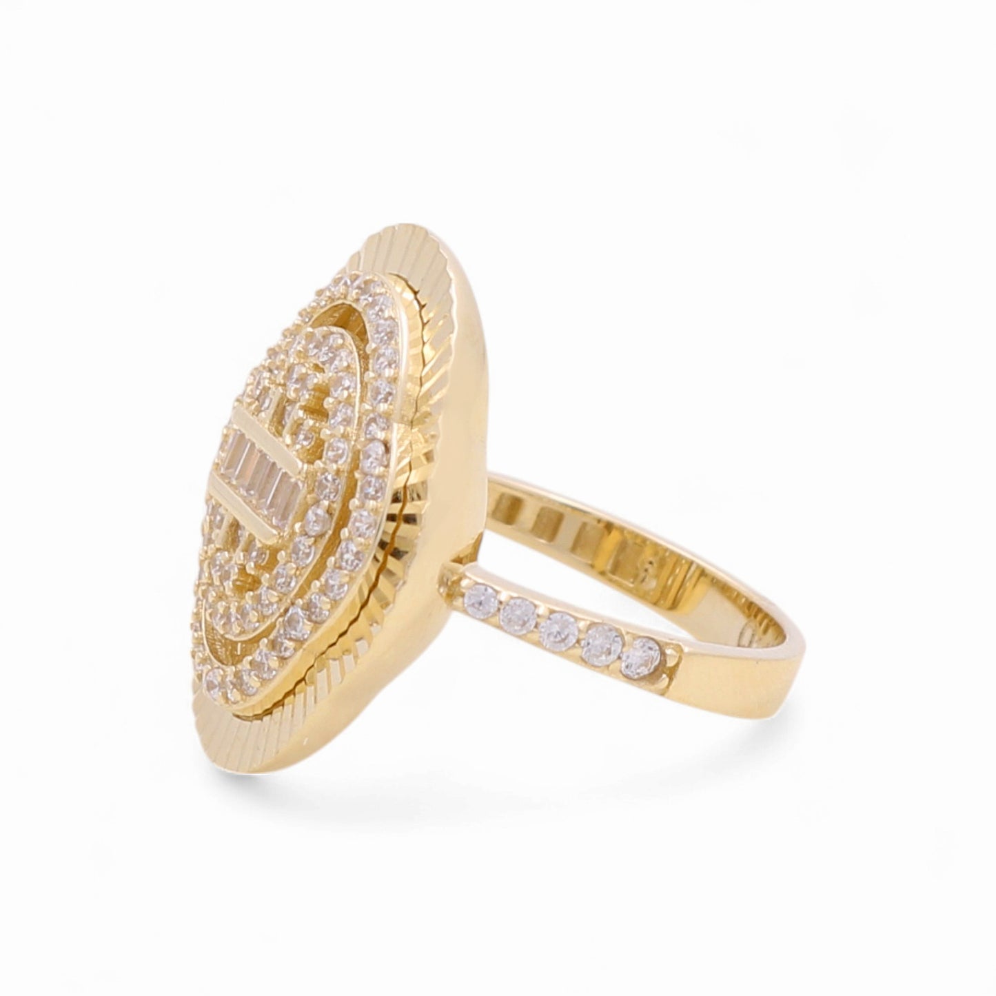 14K Yellow Gold Fashion Women's Ring with Cz / Size: 8 / Weight: 3.6 GR / DQWR4FS-18