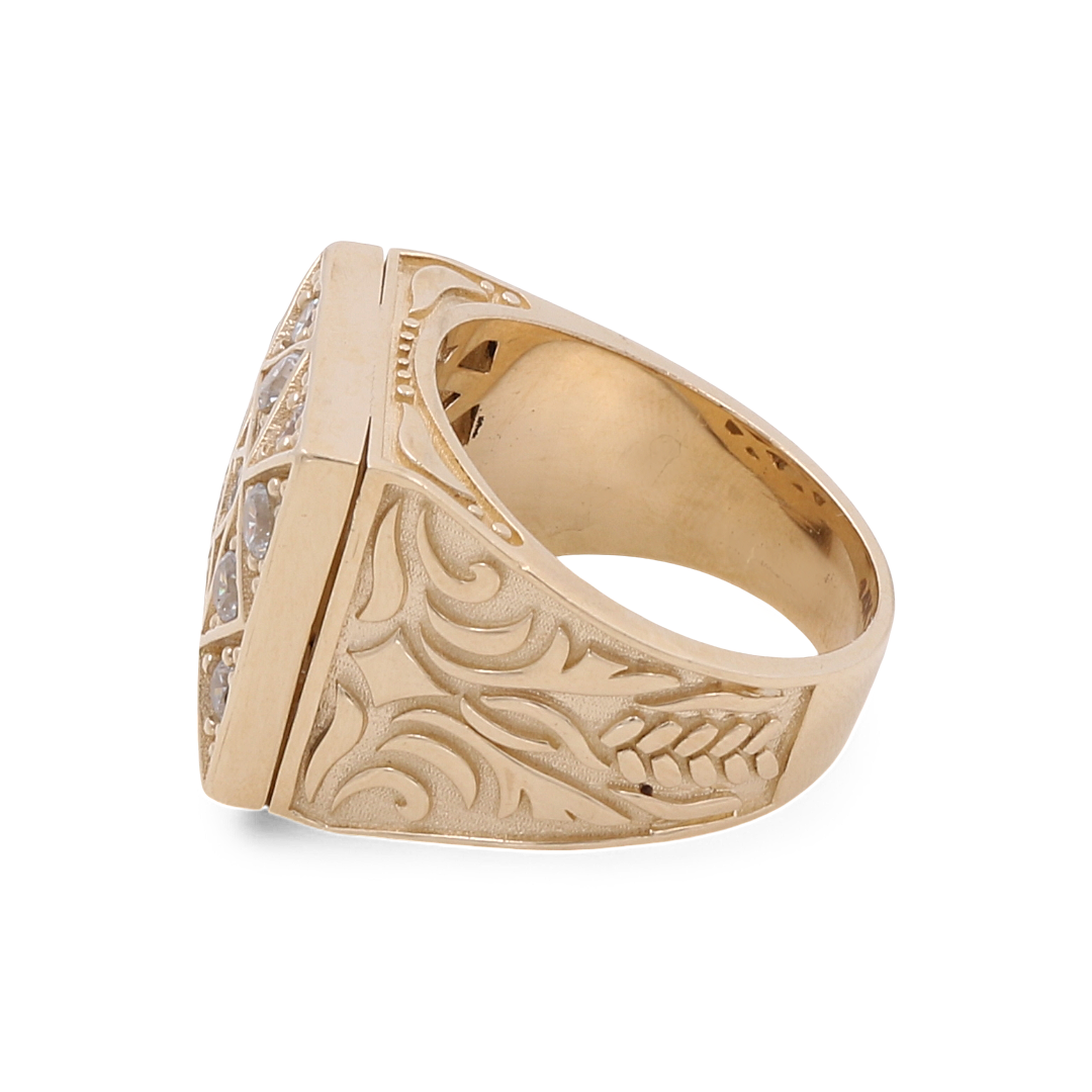 14K Yellow Gold Fashion Men's Ring / Size: 10.5 / Weight: 19.1 GR / COMR4FS-15