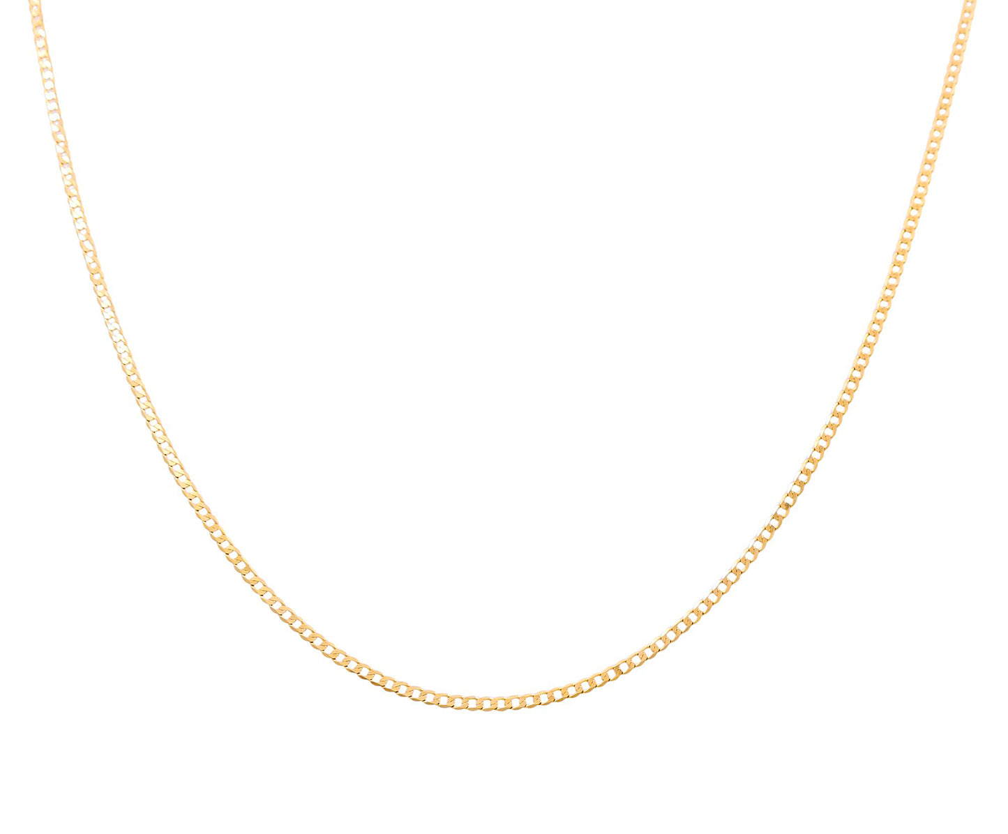 14K Yellow Gold Italian Barbada Flat Chain with Diamond Cut / Size: 1.5mm 16" / Weight: 2.3 GR / 655-00015