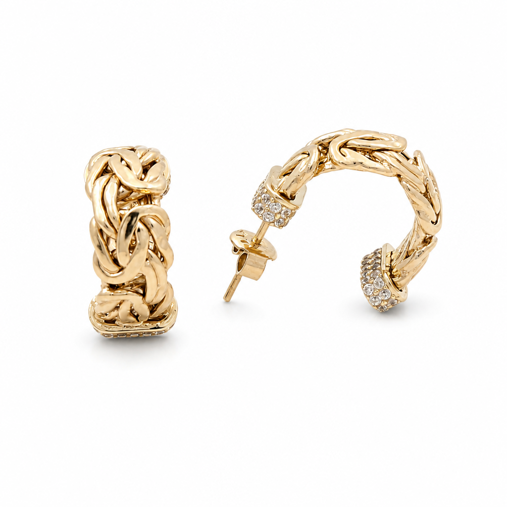 10K Yellow Gold Byzantine Hoops Earring / Size: 7mmx11mm / Weight: 4.4 GR / DQEH0BZ