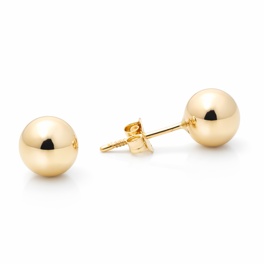 14k Yellow Gold Ball Stud Earrings / 6-B-7