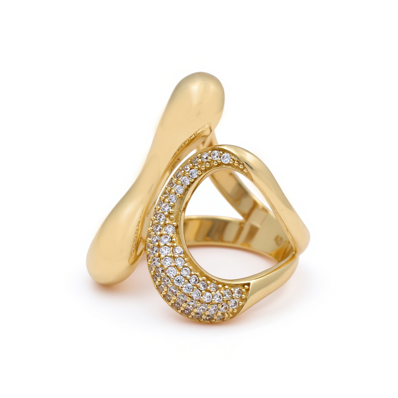 10K Yellow Gold Fashion Women's Ring with Cz / Size: 8 / Weight: 4.7 GR / Y24-1079