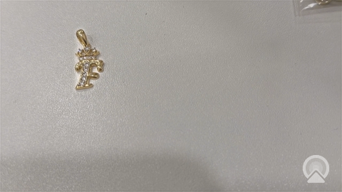 10K Yellow Gold Initial Pendant (F) with Crown and Cz Stone / Weight: 1.2gr / EEPD0F