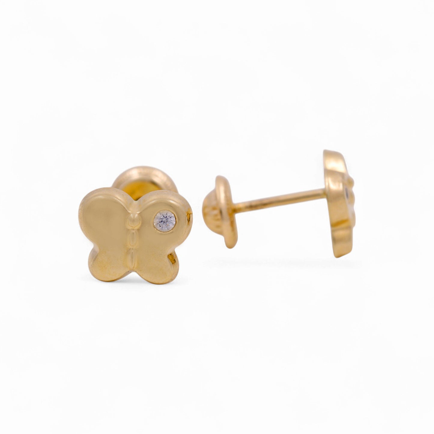 14k Yellow Gold Butterfly Stud Earrings With Cz / 6-307801PSF