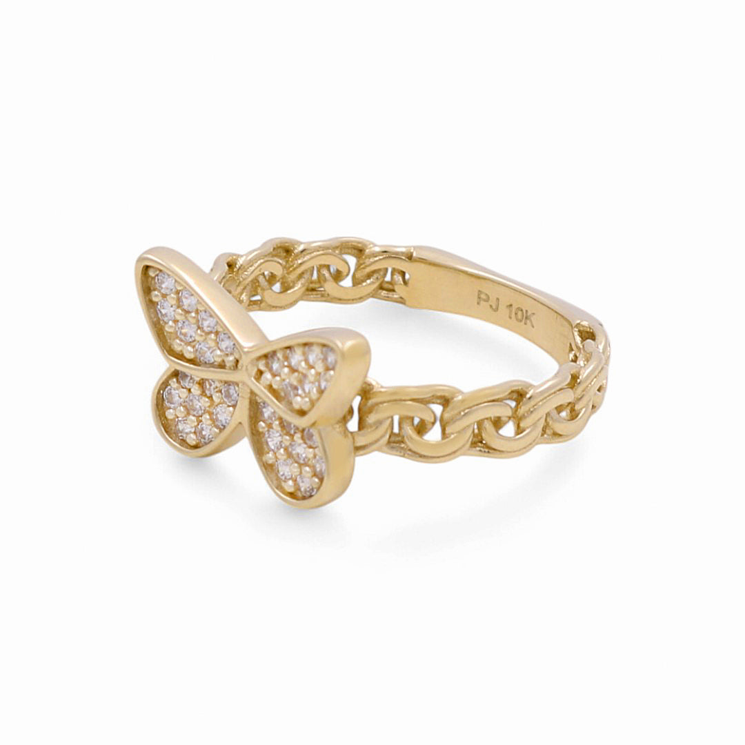 10K Yellow Gold Butterfly Women's Ring with CZ / Size: 7.5 / Weight: 3.3 GR / DPWR0BF