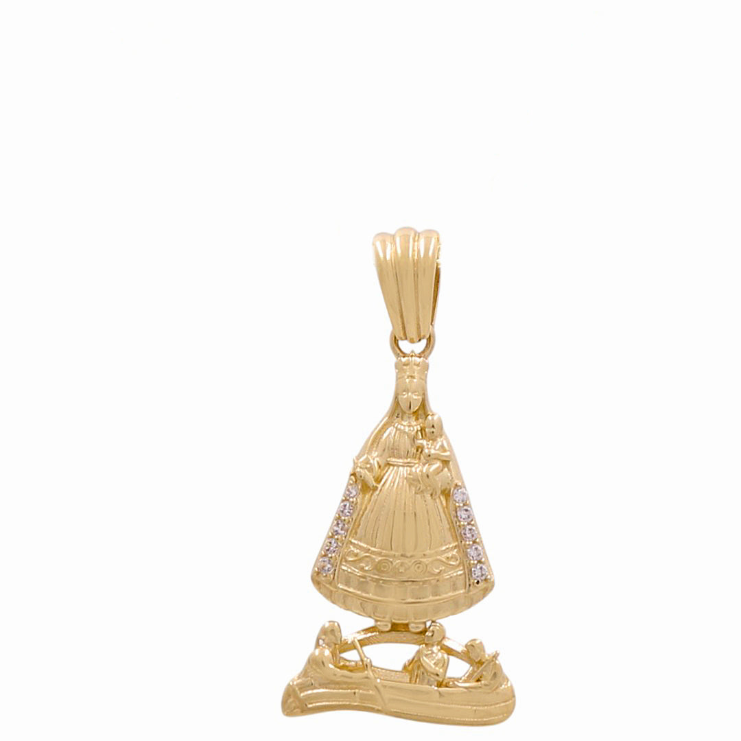 10K Yellow Gold Virgen de la Caridad Pendant with CZ / Big / Weight: 10.0 GR / WP-256