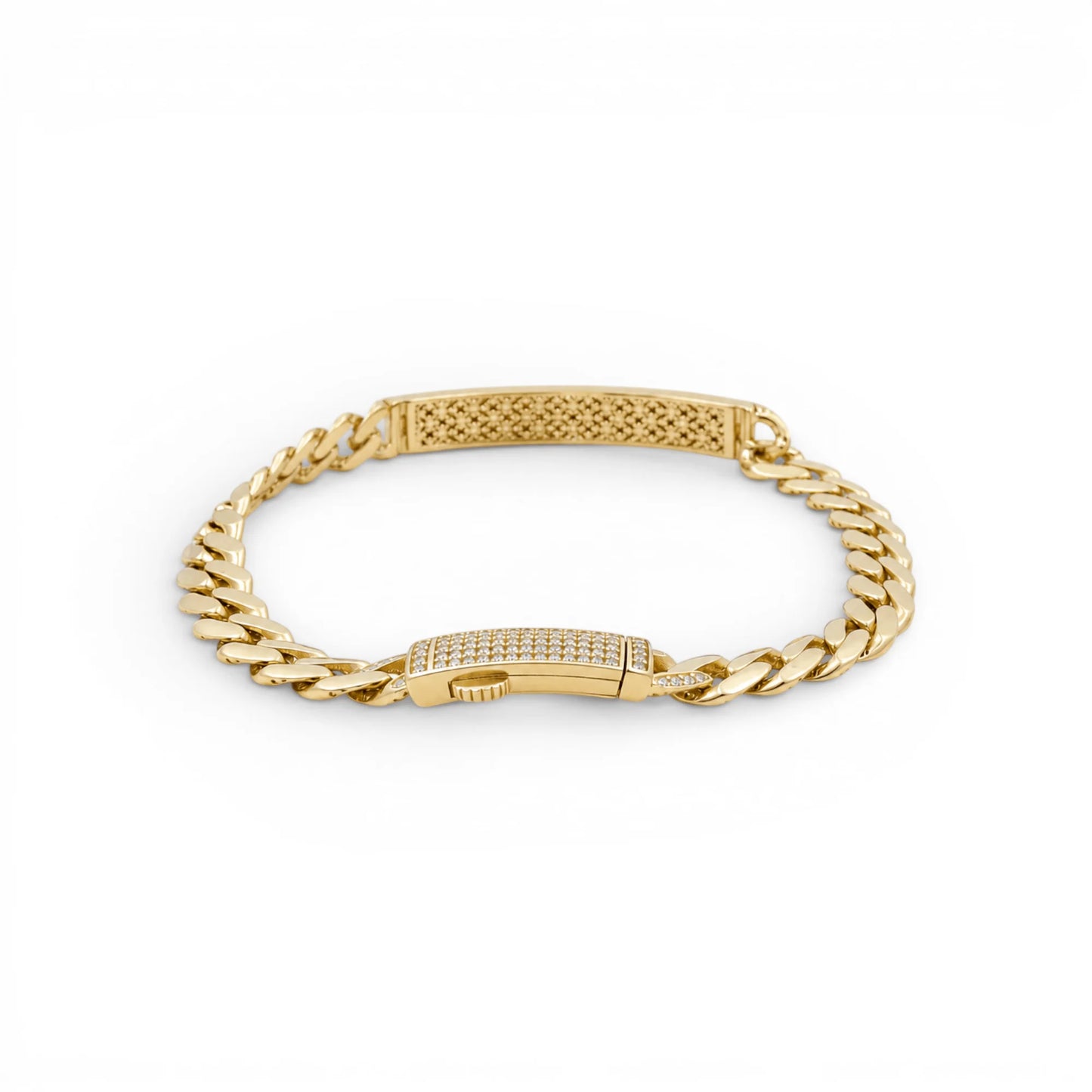 10K Yellow Gold Monaco ID Bracelet / CZ / Size: 7mm 8.5"/ Weight: 14.2 GR / DQMB0MONID7-8.5