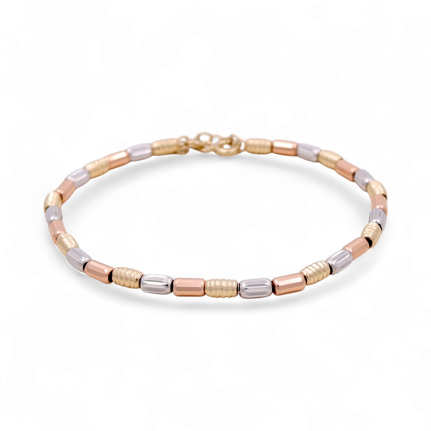 14K Yellow, White and Rose Gold Fashion Bracelet Women's Bracelet / Size: 7” / Weight: 3.8 GR / DQWB3T4FS