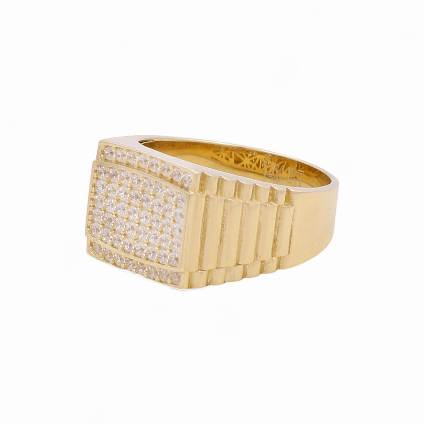 14K Yellow Gold Fashion Men’s Ring with Cz / Size 10 / Weight: 10.9 GR / DOMR4FS-5