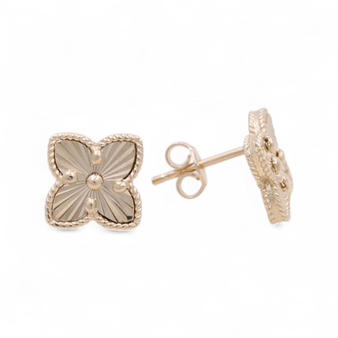 10K Yellow Gold Flower Stud Earrings / Weight: 2.1 GR / CQES0FL