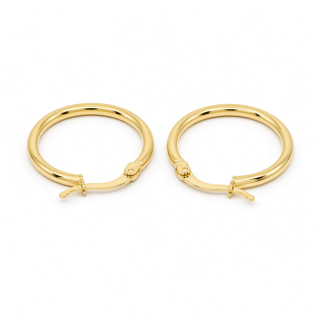 10K Yellow Gold Fashion Plain Hoop Earrings / Size: 2mmx19mm / Weight: 1.5 GR / DOEH0PL