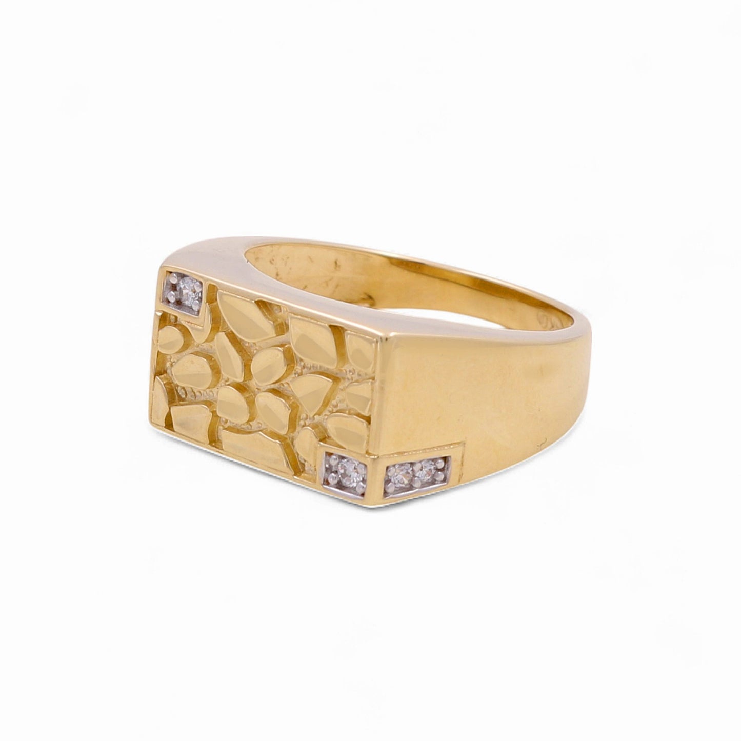 14K Yellow Gold Fashion Men's Ring with CZ / Size: 10 / Weight: 7.5 GR / KEEMR4FS-15