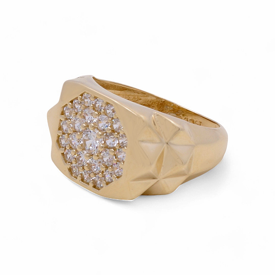 14K Yellow Gold Men’s Fashion Ring / CZ / Size 9 / Weight: 5.9 GR / COMR4FS