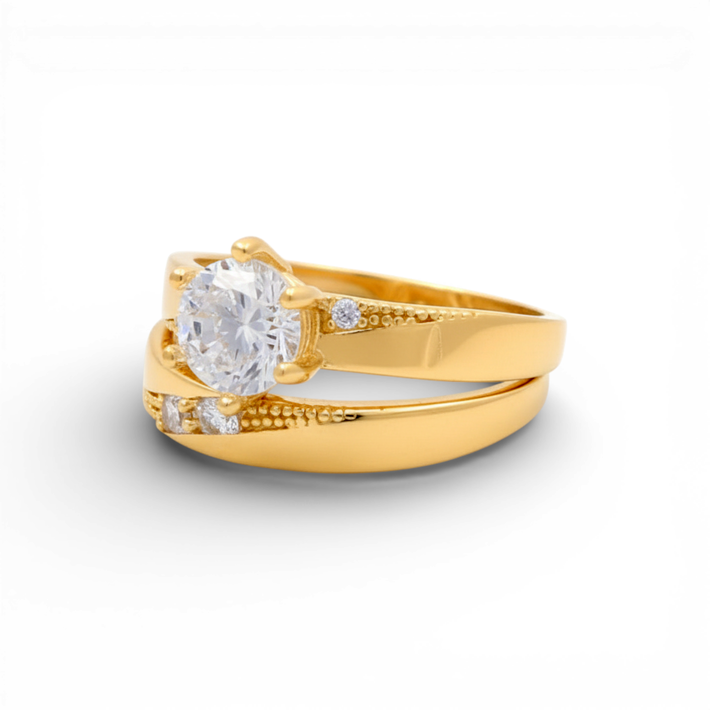 14K Yellow Gold Women’s Bridal Set / Stone: Cz / Size: 7.5 / Weight: 3.9 GR / DEEWR4BS-24