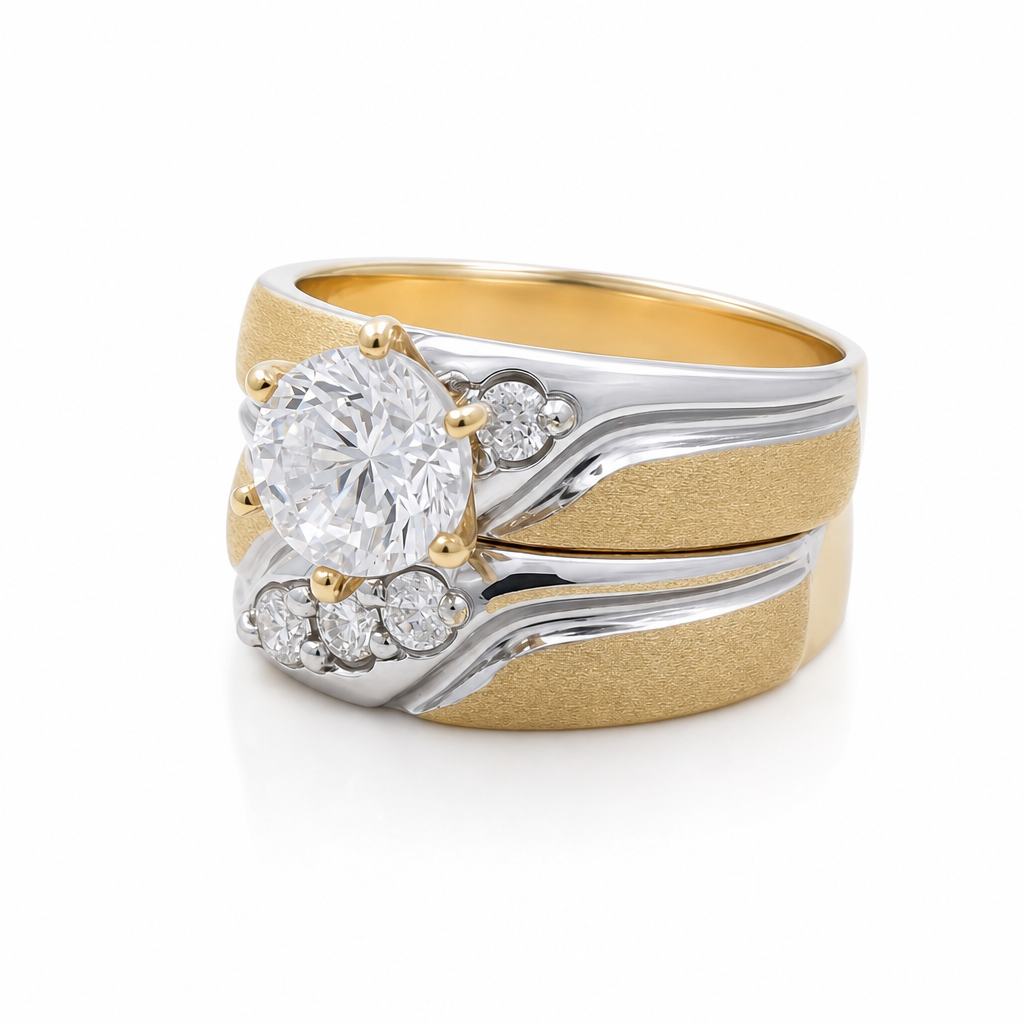 14K Yellow and White Gold Women’s Bridal Set / Stone: Cz / Size: 8 / Weight: 8.3 GR / DEEWRTT4BS-2
