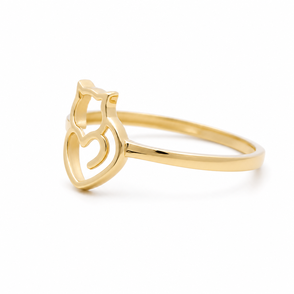 10K Yellow Gold Cat Women's Ring / Size: 7.25 / Weight: 1 GR / DQWR0CAT