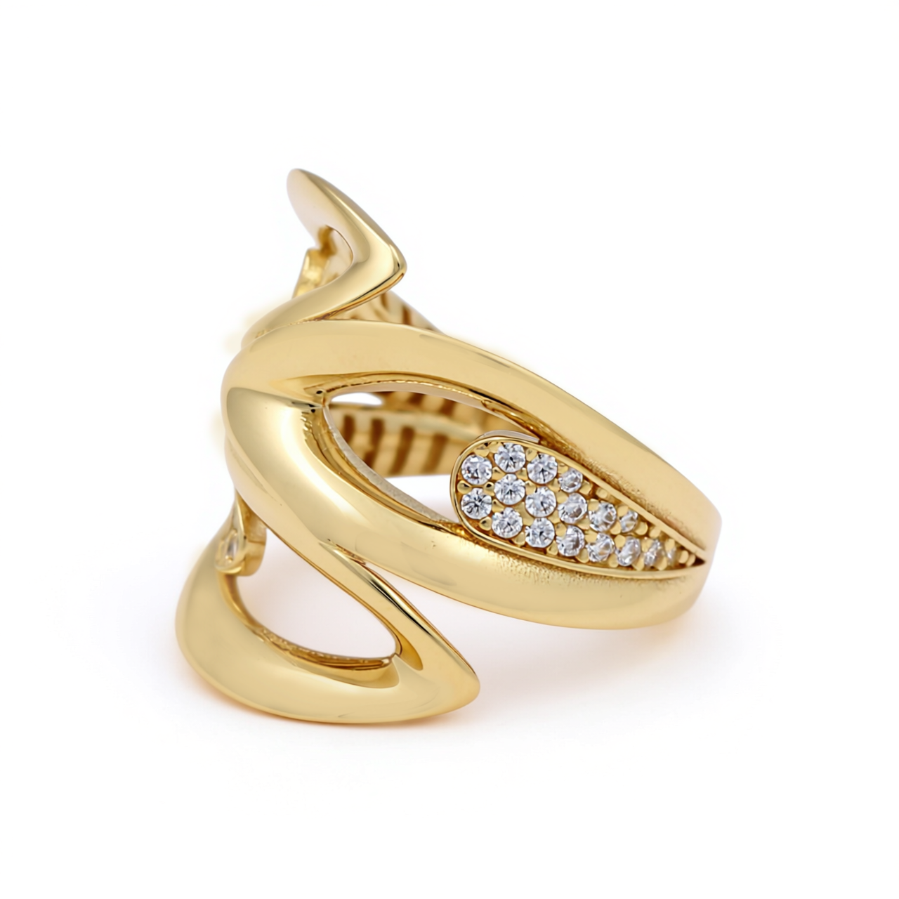 14K Yellow Gold Fashion Women's Ring with Cz / Size: 8 / Weight: 4.3 GR / Y25-292